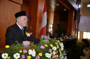 Asisten I Setda Pemprov Sulut John Palandung mewakili Gubernur Sulut hadiri HUT Kota Tomohon ke-12
