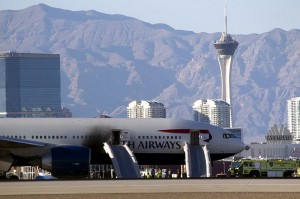 Pesawat British Airways terbakar. (Foto: Reuters)