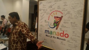 Logo Mari Jo Ka Manado Pra Launching Pj Gubernur Sumarsono.