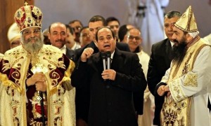 Presiden Abdul Fatah el Sisi turut hadir dan memberikan pidato dalam perayaan Natal. (Foto: Guardian)