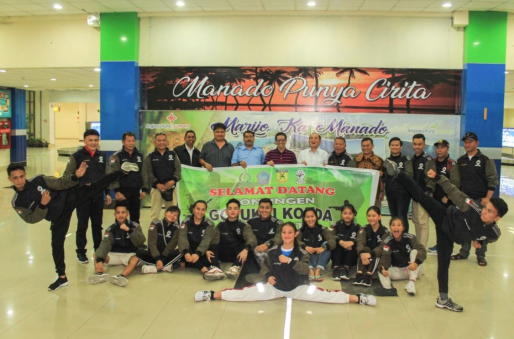 Kedatangan Kontingen Gojukai Sulut di Bandara Internasional Sam Ratulangi Manado, Selasa (06/08/2019) malam.