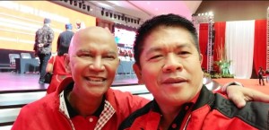 POSE: Ketua DPC PDIP Minut Denny Lolong bersama Ketua DPP Bidang Ekonomi Said Abdullah yang juga Ketua Banggar DPR RI di sela kegiatan Rakernas I PDIP di JIExpo Jakarta.