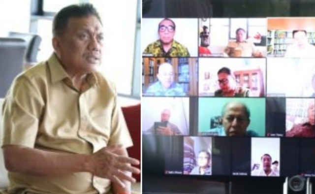 Gubernur Olly Dondokambey SE saat Vidcon dengan Pengurus PGI Pusat, Selasa (21/04/2020)