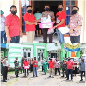 Ketua DPC PDIP yang juga ketua DPRD Minut Denny Lolong memimpin langsung pemberian bantuan APD bagi para medis dan aparat TNI-Polri.