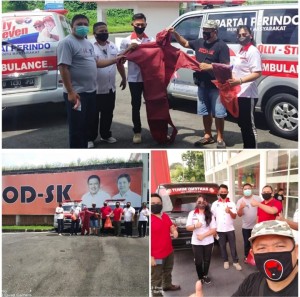 Bantuan APD juga diberikan PDIP Minut kepada sopir Ambulance partai Perindo yang diterima oleh Ketua Perindo Minut didampingi pengurus dan Anggota DPRD Perindo.
