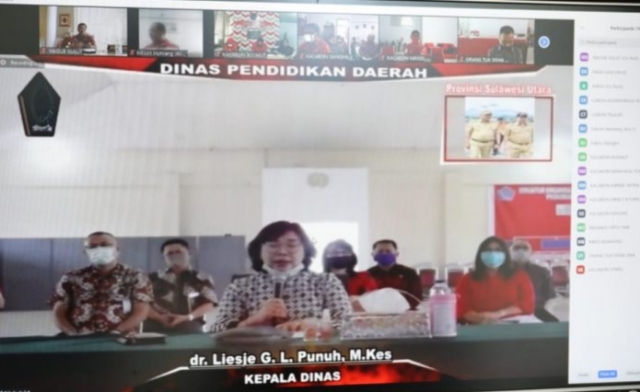 Video Conference dengan Kadis Dikda Provinsi Sulut, dr L Grace Punuh MKes