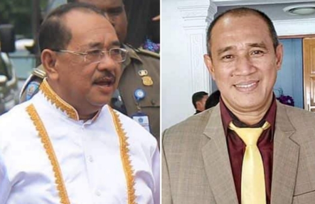 Asisten I Setda Pemprov Sulut Drs Edison Humiang MSi dan Kadis PMD Kabupaten Kepulauan Sangihe Jeffry Gaghana SH