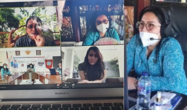 IR RITA MAYA DONDOKAMBEY TAMUNTUAN, Ketua TP PKK Provinsi Sulut saat menggelar Webinar, Sabtu (20/06/2020)