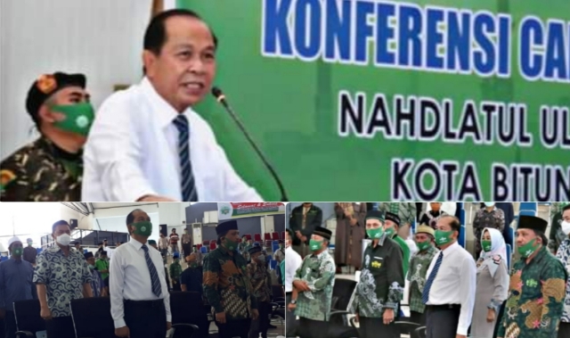 Walikota Bitung Maximiliaan Jonas Lomban membuka Konfercab IV NU Kota Bitung, Sabtu (08/08/2020)