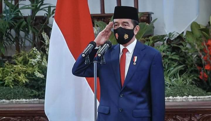 Presiden RI Joko Widodo saat bertindak sebagai Inspektur Upacara HUT ke-75 TNI, Senin (05/10/2020)