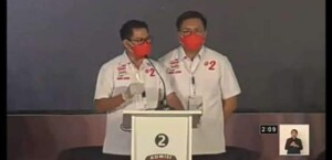 Joune Ganda dan Kevin William Lotulung saat Debat Publik Pilkada Minut.