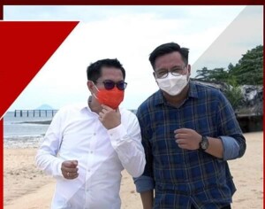 Joune Ganda dan Kevin William Lotulung. Bupati dan Wabup terpilih Kabupaten Minahasa Utara.