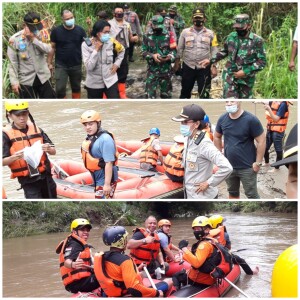 Kapolres Minut AKBP. Grace Rahakbau turun ke lokasi pencarian.