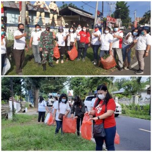 Jumat pagi jaga kebersihan wilayah dan lingkungan di Desa Kawiley oleh pemerintah dan masyarakat serta dibantu koramil pada hari jumat (23/04/21).