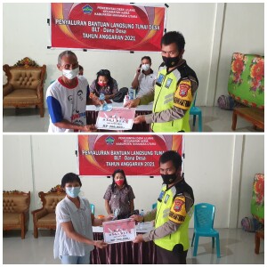 Penyaluran BLT Dana Desa bulan Agustus disaksikan oleh Camat Kema.